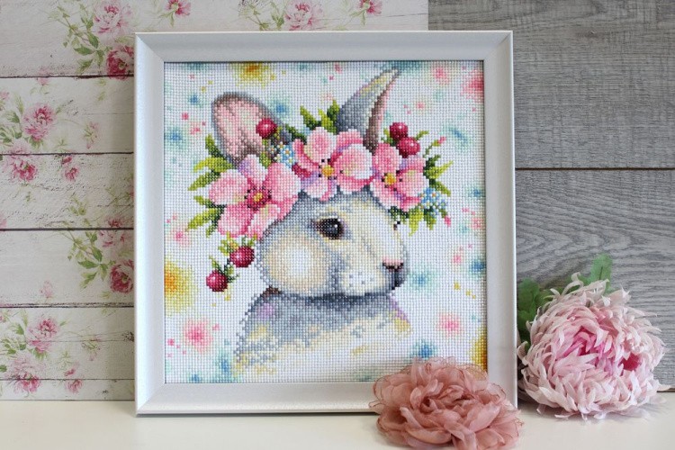 Алмазная вышивка «Кролик в цветах» — картинка 3