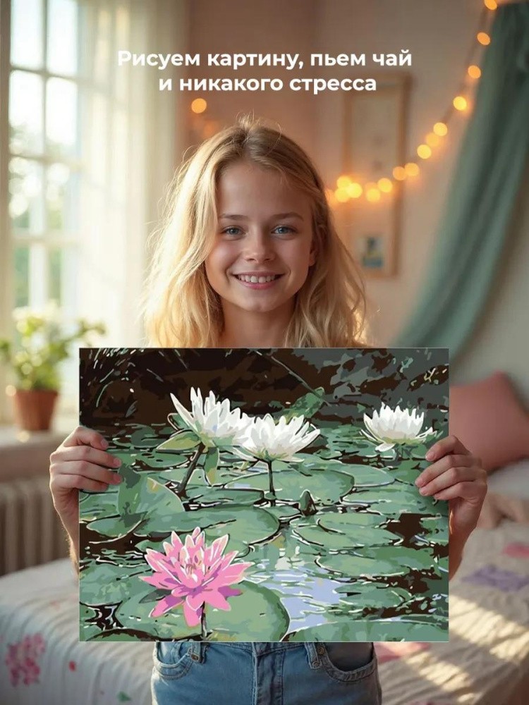 Картина по номерам «Кувшинки на пруду» — картинка 7