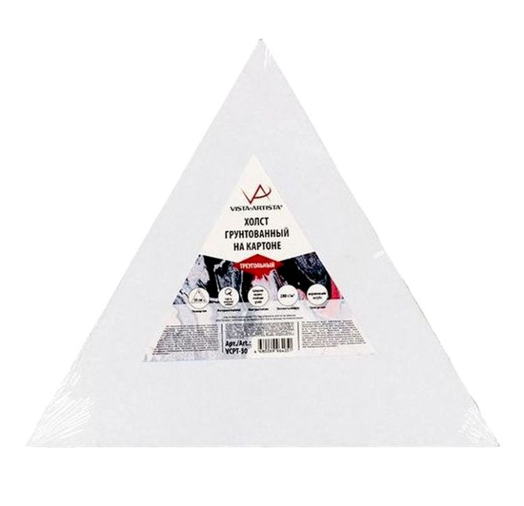 Холст грунтованный на картоне Vista-Artista, треугольный, хлопок, 30х26 см