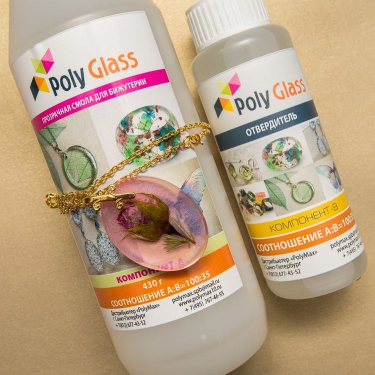 Прозрачная Эпоксидная смола Poly Glass 135 г для бижутерии — картинка 6