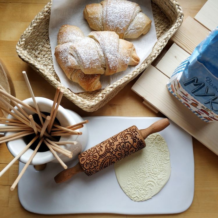 Деревянная скалка «Восточные цветы», Березка — картинка 3