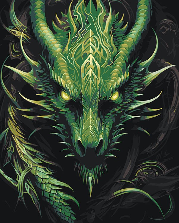 Картина по номерам «Зеленый древесный дракон»