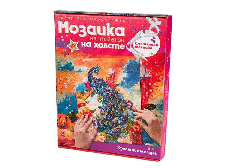 Картина на холсте из пайеток «Павлин» — картинка 4