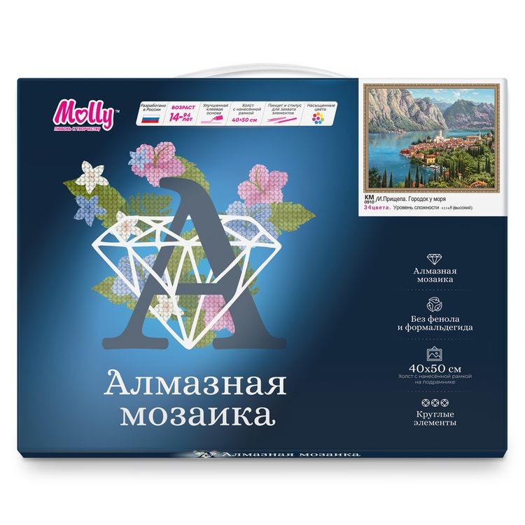 Алмазная вышивка «Городок у моря. И. Прищепа» — картинка 4