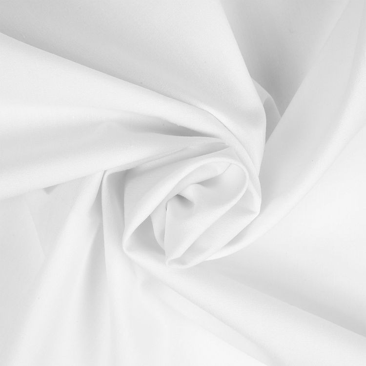 Ткань ТиСи поплин стрейч, 5 м x 150 см, 110 г/м², цвет: белый, TBY