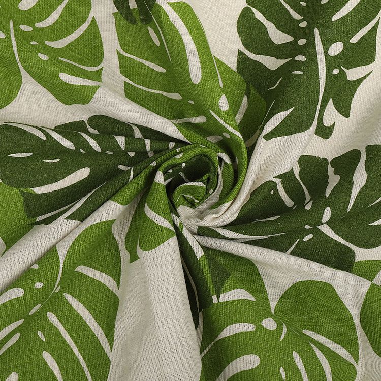 Ткань льняная, 3 м x 150 см, 140 г/м², цвет: бежевый, растительный принт, TBY — картинка 3