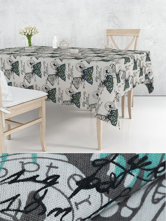 Ткань льняная, 1 м x 150 см, 140 г/м², цвет: белый, принт, TBY — картинка 7