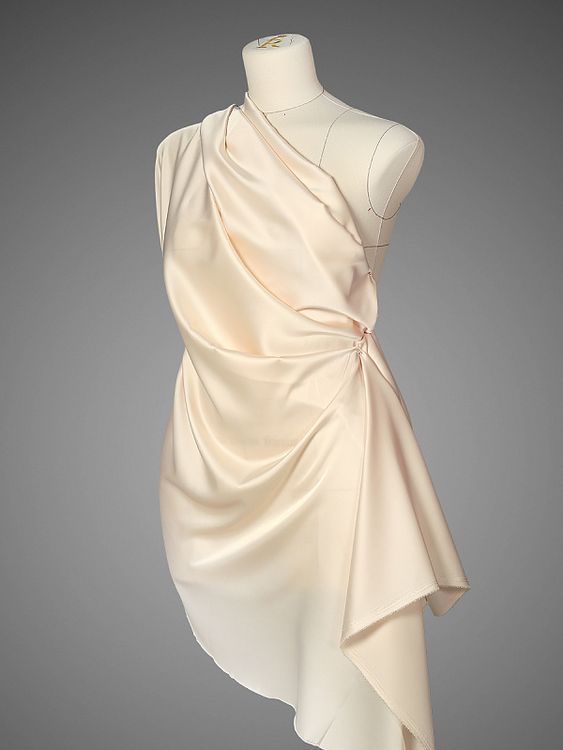 Ткань шелк Армани, 5 м, ширина 150 см, 90 г/м², цвет: 07 экрю, TBY — картинка 6