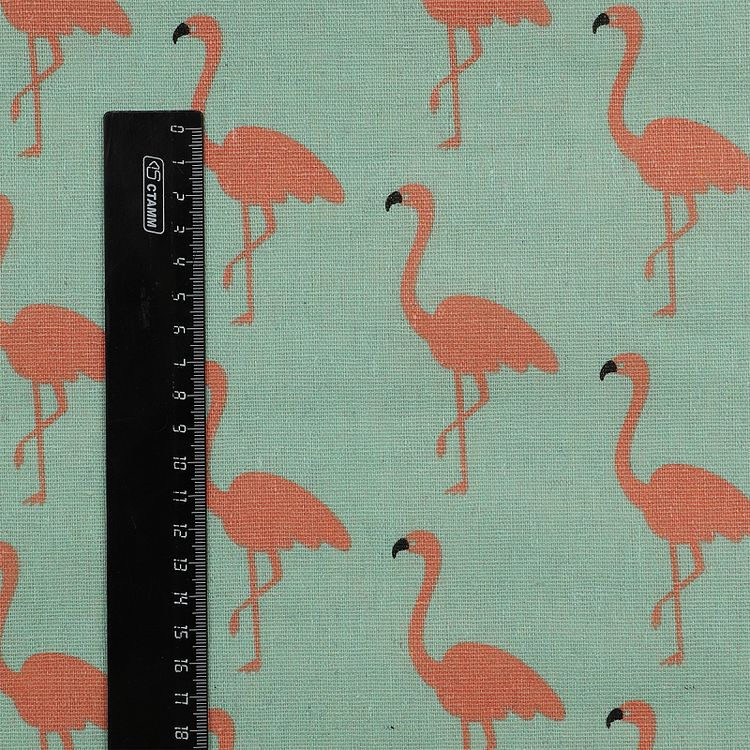 Ткань льняная, 1 м x 150 см, 140 г/м², цвет: зеленый, принт, TBY — картинка 4