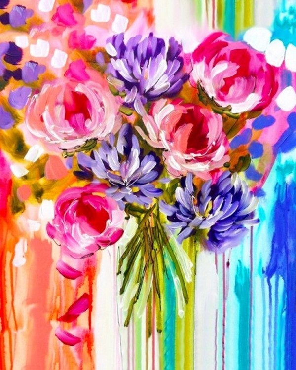 Алмазная картина-раскраска «Акварельный букет» — картинка 2