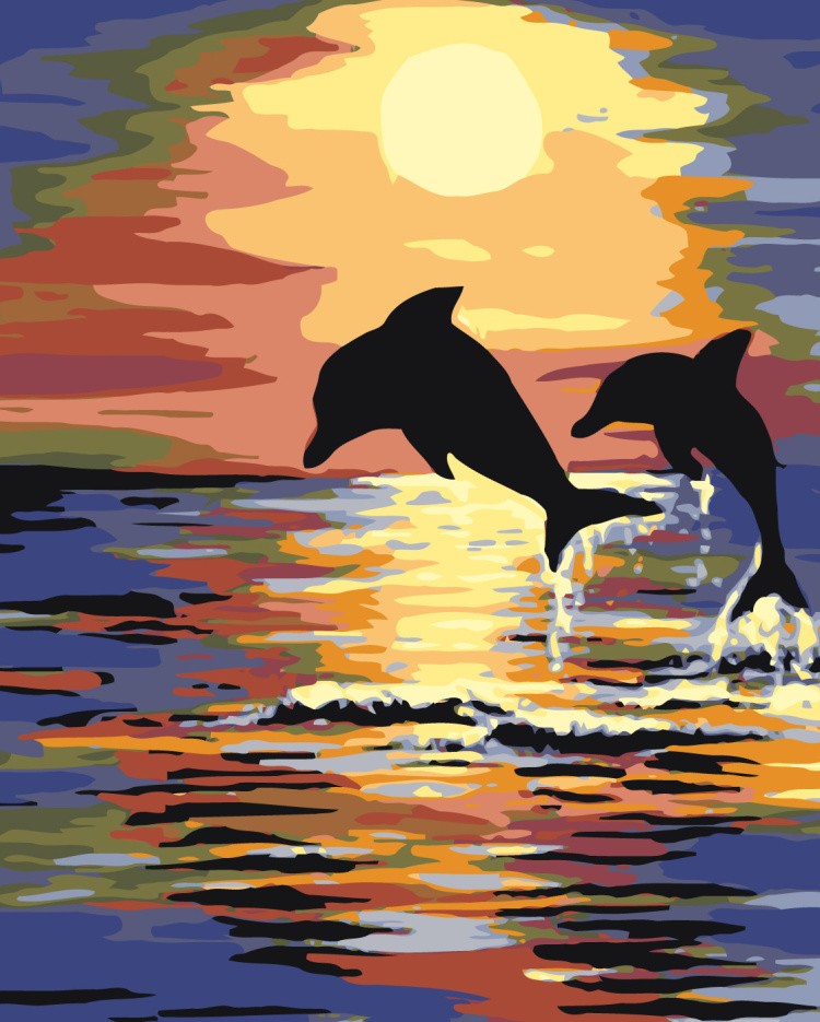 Картина по номерам «Игры дельфинов»