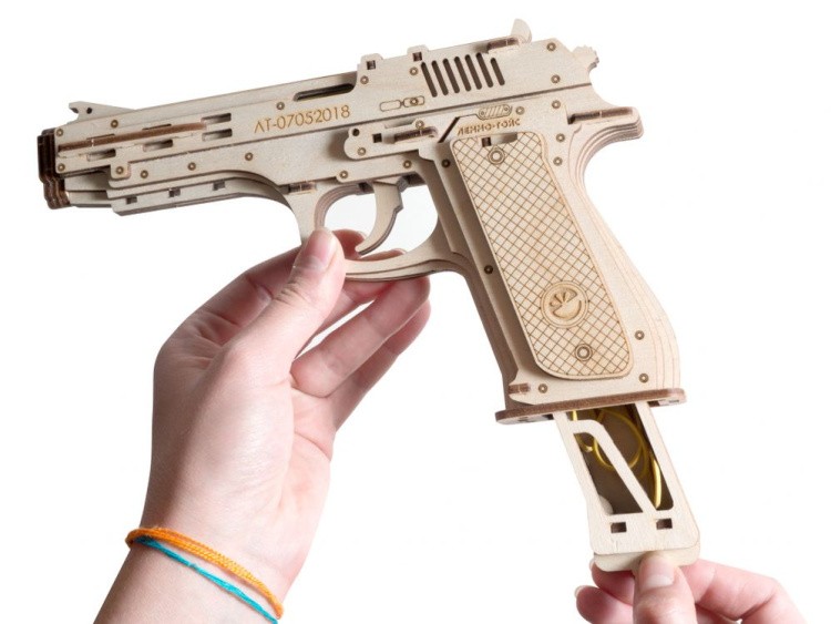 Конструктор из дерева «Пистолет-резинкострел с мишенями», Lemmo — картинка 2