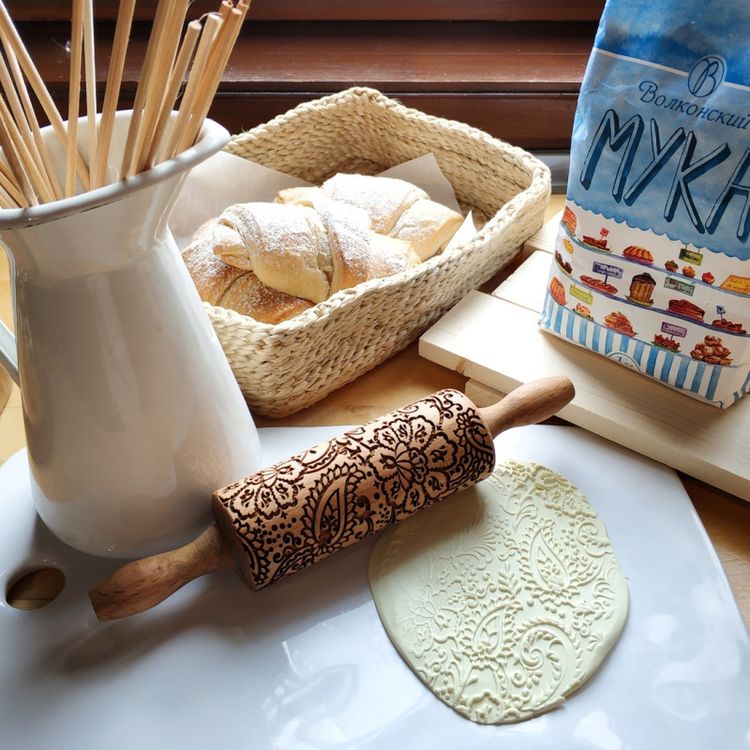 Деревянная скалка «Восточные цветы», Березка — картинка 2