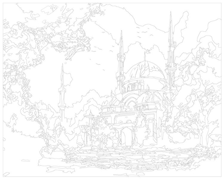 Картина по номерам «Мечеть в зелёном саду» — картинка 3