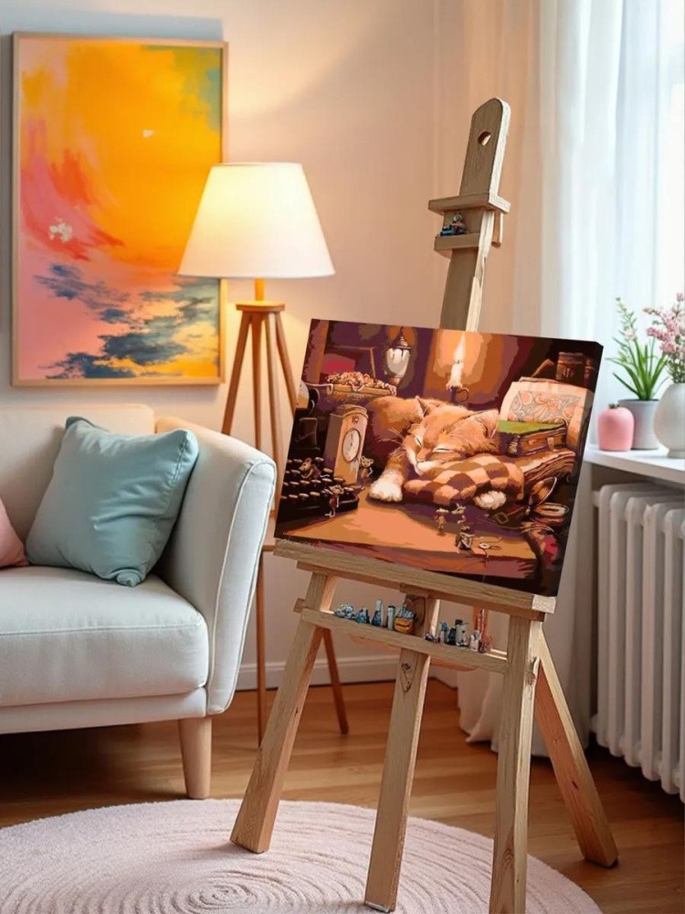 Картина по номерам «Пока кот спит» — картинка 9