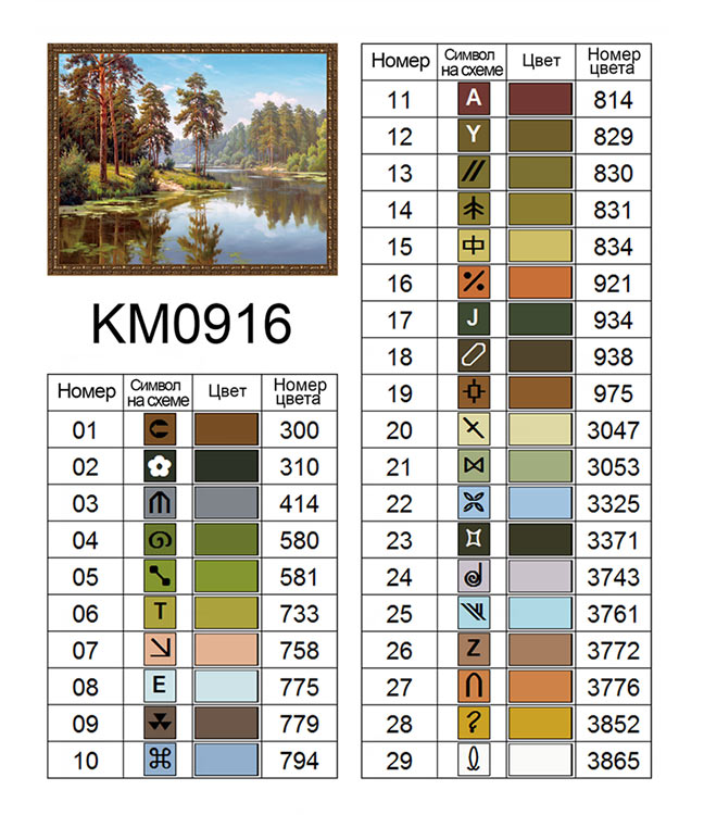 Алмазная вышивка «Сосны у воды. И. Прищепа» — картинка 2