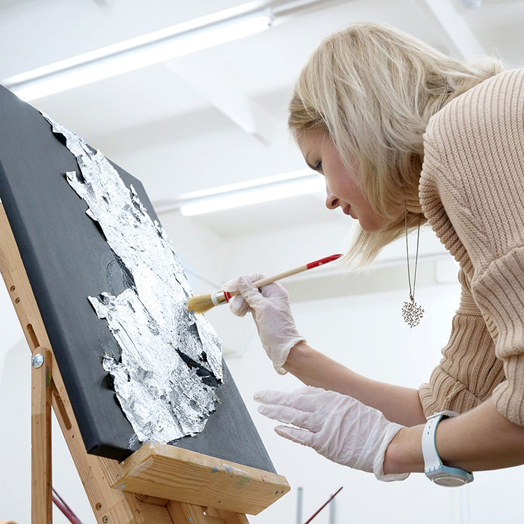 Картина по номерам с поталью платина «Белые цветы» — картинка 4