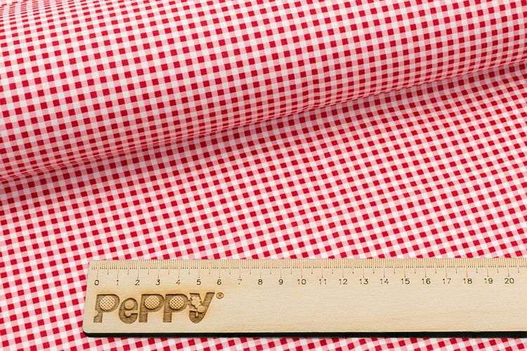Ткань для пэчворка «БАБУШКИН СУНДУЧОК», 50x55 см, 140 г/м2, 100% хлопок, цвет: БС-49 клетка, красный, Peppy — картинка 2