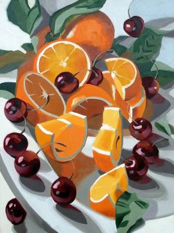 Алмазная вышивка «Апельсины и вишни»