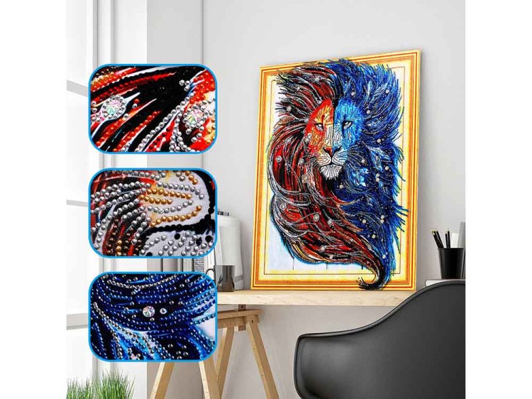 Алмазная вышивка 5D «Синий лев» — картинка 3