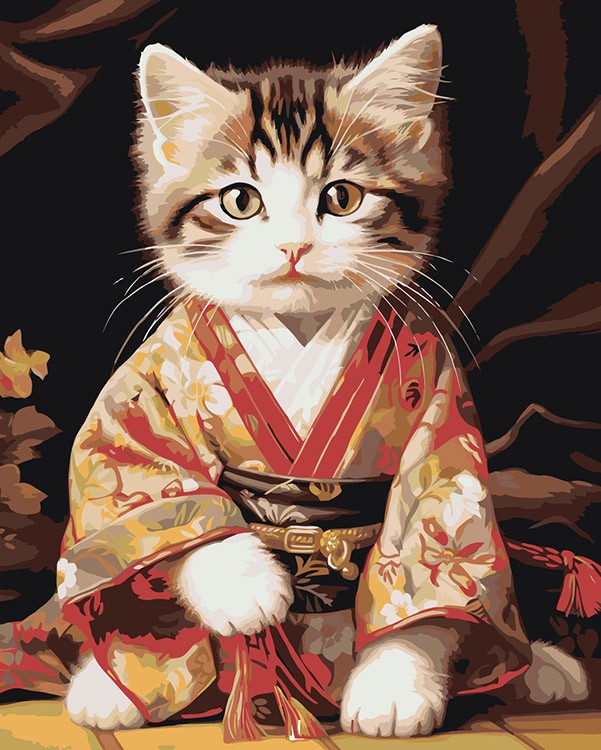 Картина по номерам «Котенок в кимоно»