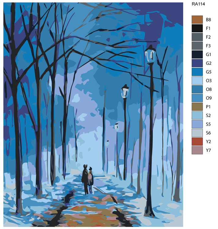 Картина по номерам «Прогулка по заснеженной аллее» — картинка 2