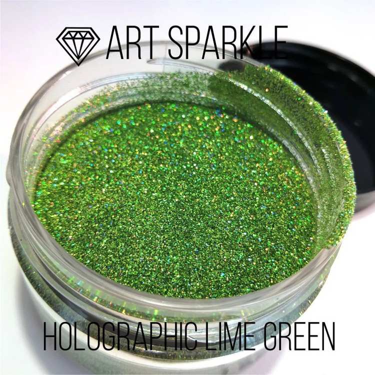 Глиттер мелкий Holografic Lime Green, 50 г, Craftsmen.store — картинка 2