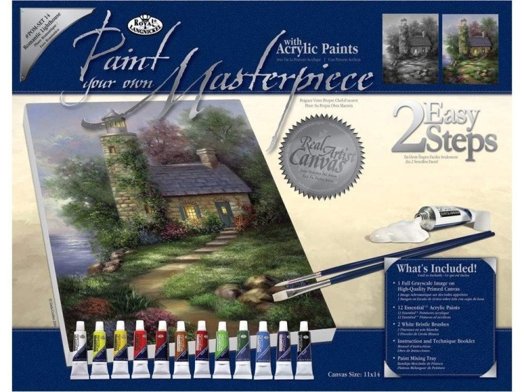 Картина по контурам гризайль «Романтический маяк» — картинка 2