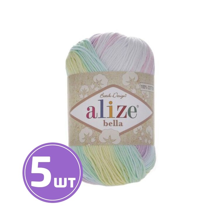 Пряжа ALIZE Bella Batik 100 (2132), нежно-радужный, 5 шт. по 100 г