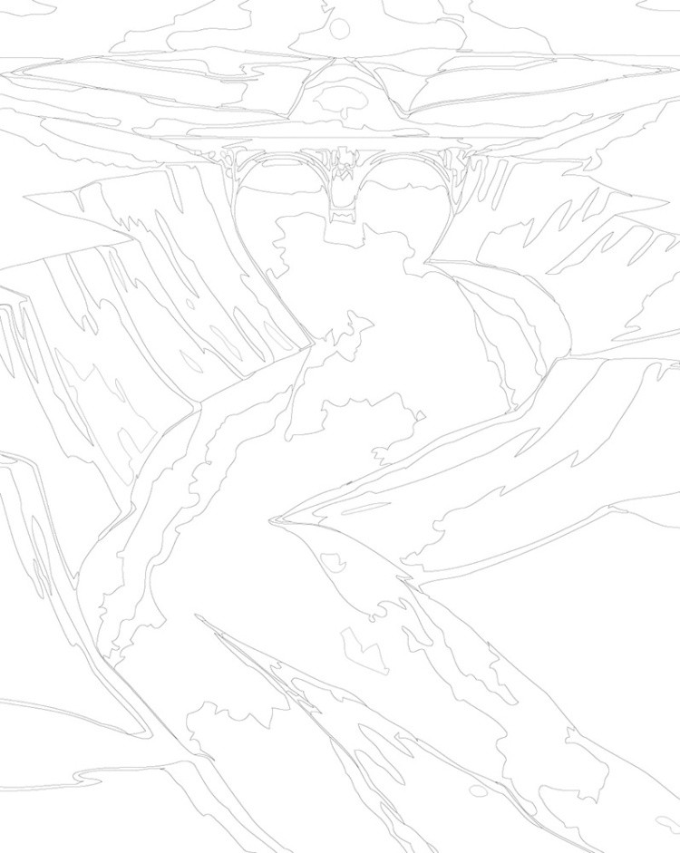 Картина по номерам «Река, мост и горы в виде девушки, арт» — картинка 3