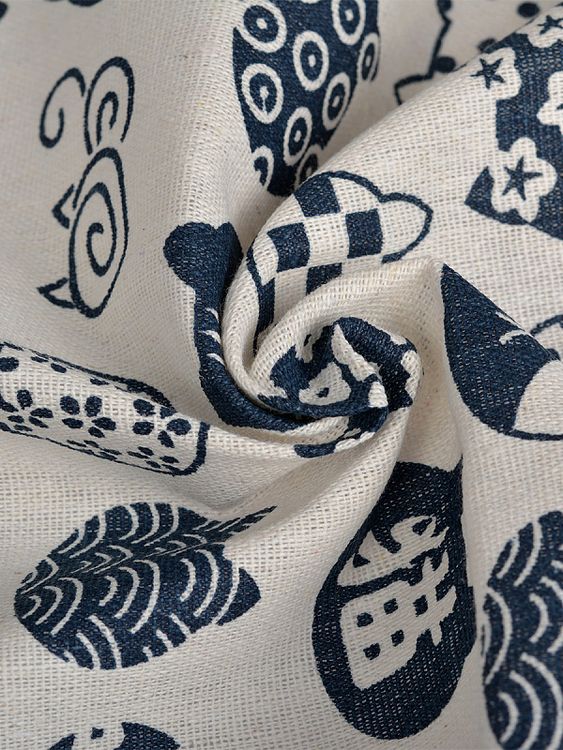 Ткань Лен, 140 г/м², 5 м x 150 см, цвет: белый, синий, животный принт, TBY — картинка 4