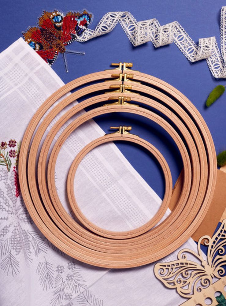 Пяльцы деревянные с винтом, диаметр 16 см, h=16 — картинка 4