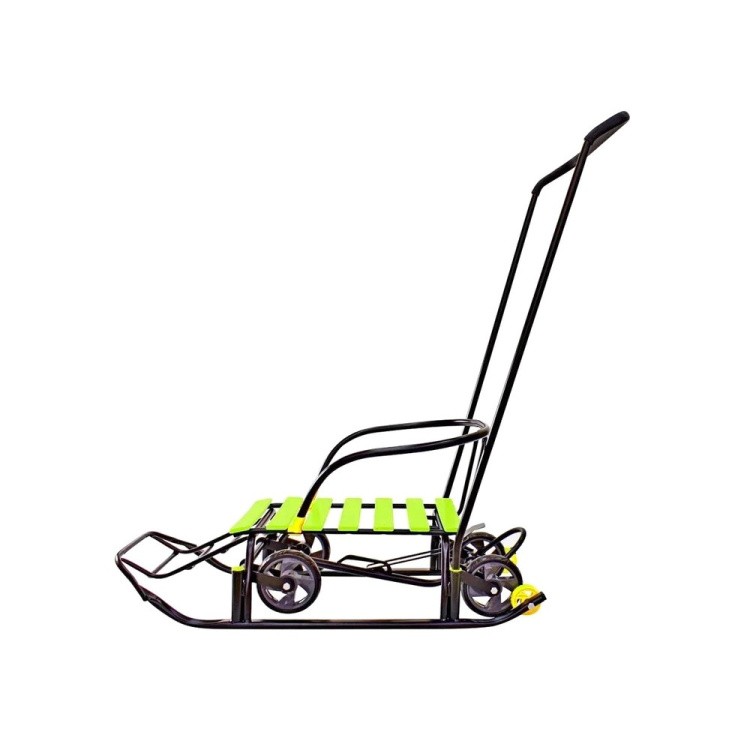 Санки детские Snow Black Auto лимонные рейки с колесами — картинка 7