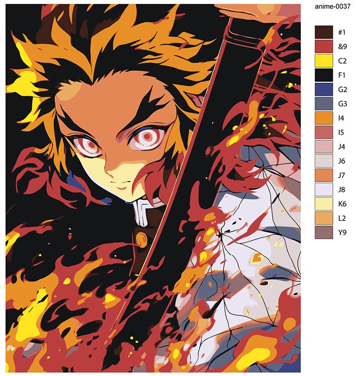 Картина по номерам «Аниме: Герой с огненным мечом 2» — картинка 2