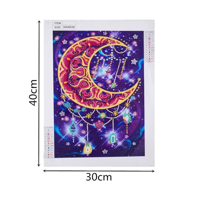 Алмазная вышивка «Самоцветы Панно Ловец снов Луна» — картинка 3