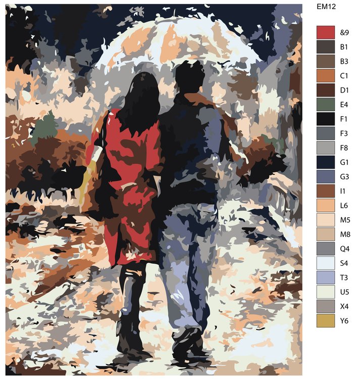 Картина по номерам «Прогулка под дождем» — картинка 2