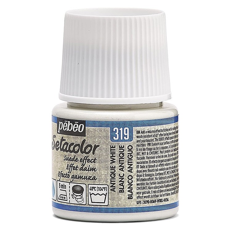 Краска для темных и светлых тканей с эффектом замши Setacolor Pebeo, цвет: белый античный, 45 мл — картинка 3