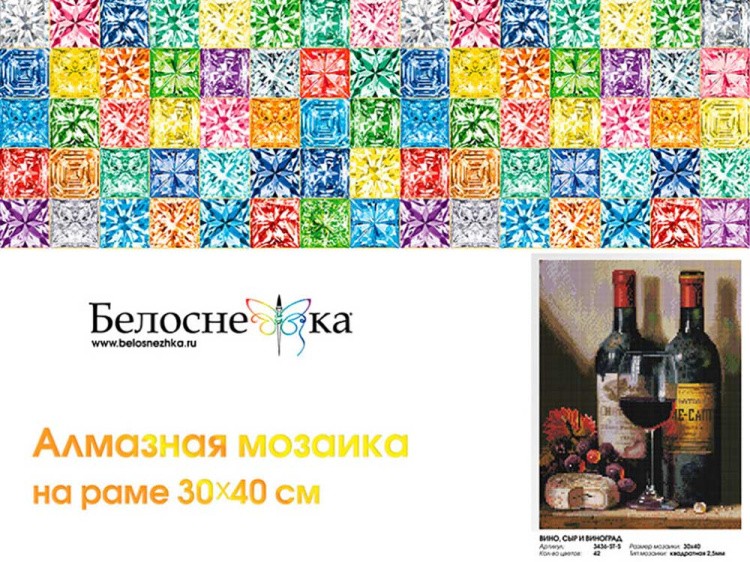 Алмазная вышивка «Вино, сыр и виноград» — картинка 8