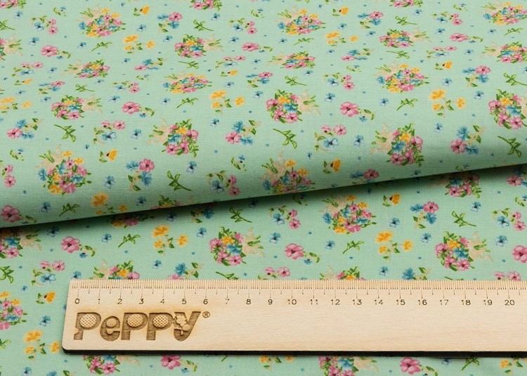 Ткань для пэчворка Нежная История, 146 г/м², 50х55 см, 100% хлопок, цвет: зеленый, принт, Peppy — картинка 2