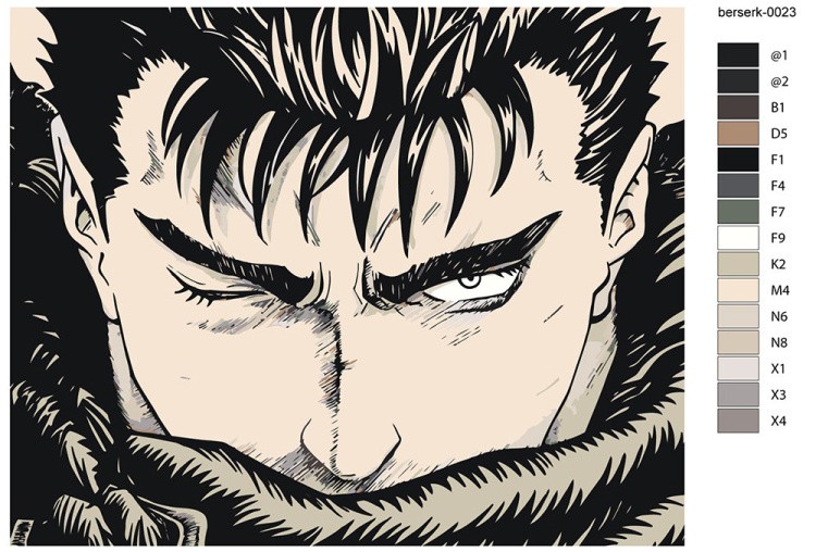 Картина по номерам «Берсерк Berserk манга аниме: Гатс 40x50» — картинка 2