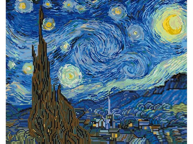 Алмазная картина-раскраска «Звездная ночь» Ван Гога