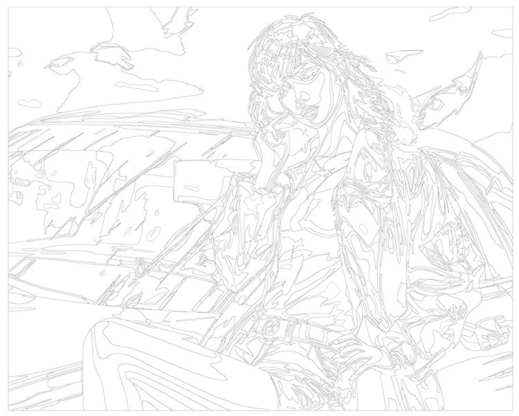 Картина по номерам «Машины: Девушка на фоне авто в стиле аниме» — картинка 3