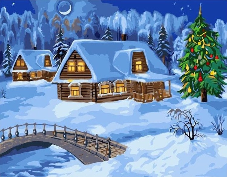 Картина по номерам «Зимняя ночь»