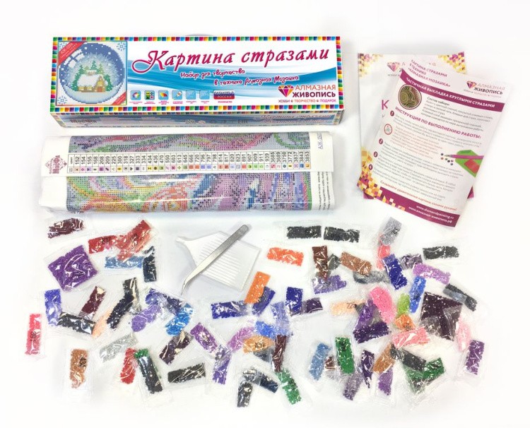 Алмазная вышивка «Новогодний шарик с домиком» — картинка 3