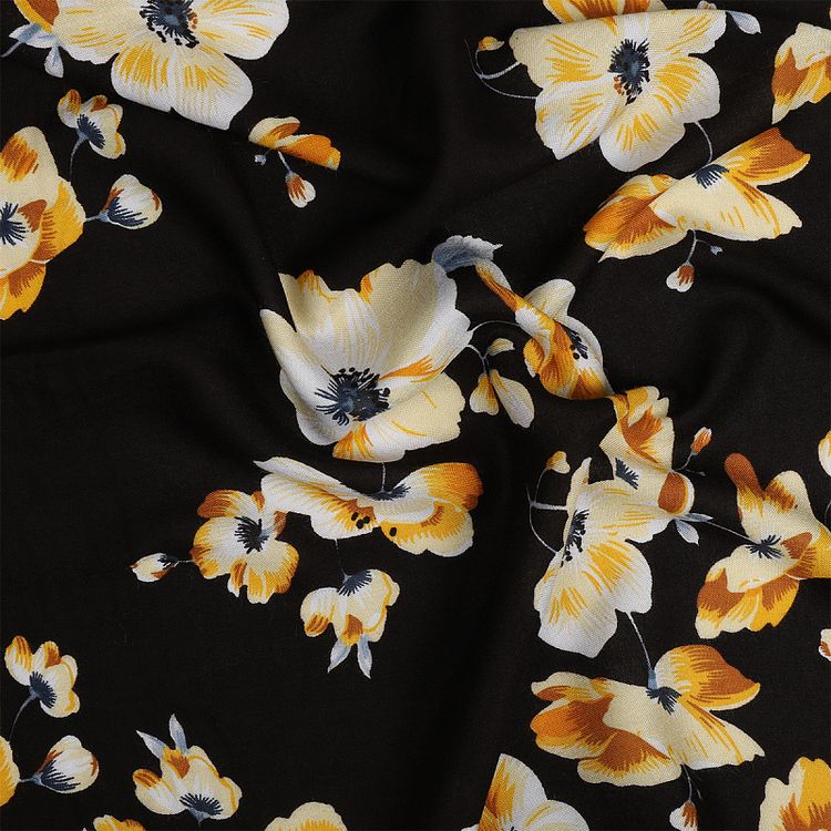 Ткань Штапель с рисунком, 5 м, ширина 145 см, 110 г/м2, цвет: с1 черный, TBY — картинка 2