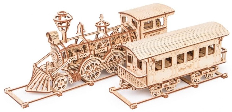 Конструктор из дерева «Локомотив R17 с рельсами», Wood Trick