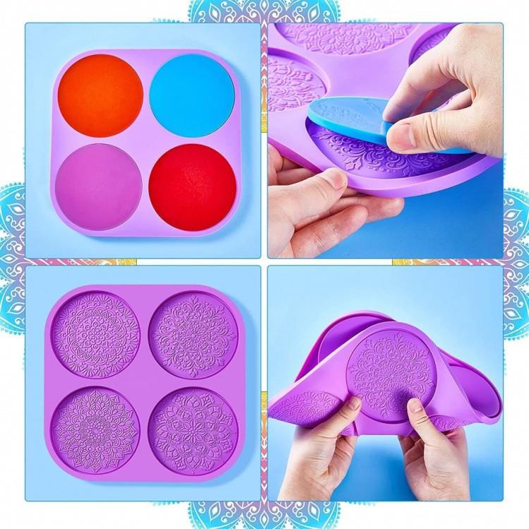 Силиконовый молд «Подстаканник мандала», 4 шт., d10 см — картинка 4