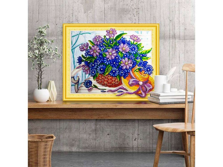 Алмазная вышивка 5D «Букет и шляпка» — картинка 5