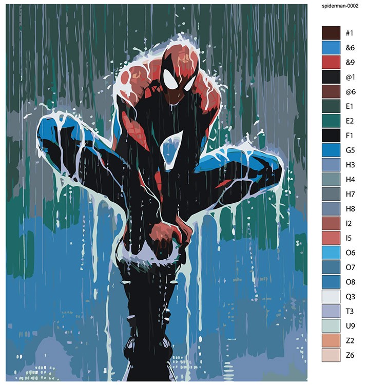 Картина по номерам «Человек паук Spiderman: арт под дождем» — картинка 2