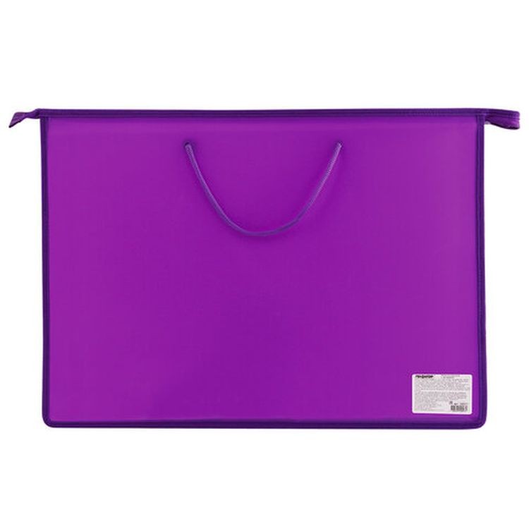 Папка для рисунков и чертежей А3, ручки-шнурок, пластик, молния сверху, ПИФАГОР, фиолетовая — картинка 6